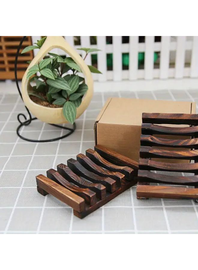 Charcoal Burning Color Wooden Soap Holder With Drainage Rustic Bathroom Soap Dish - Image 1